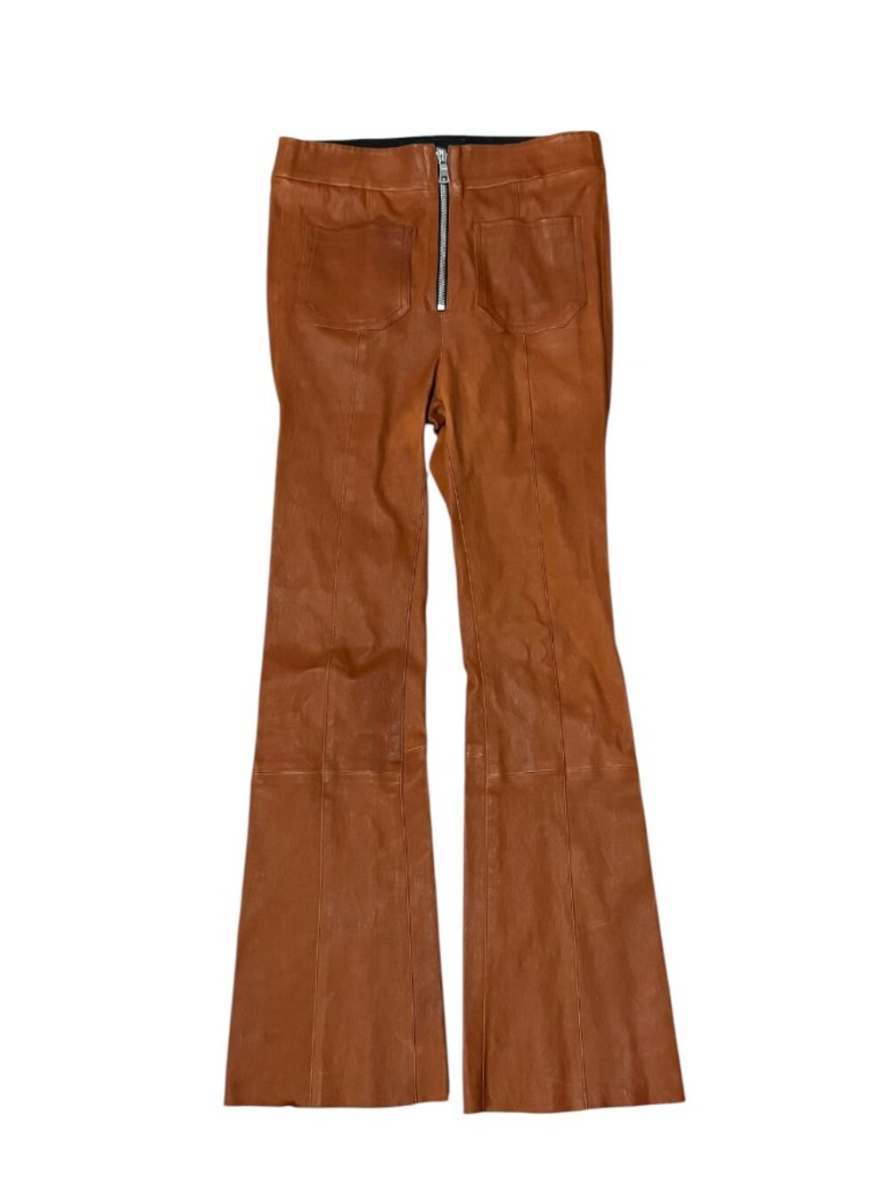 SPRWMN Zip Front Patch Pocket Cognac Leather Pant